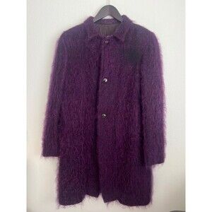 Jil Sander Purple Mohair Wool Blend Long Coat Button Front Size DE 38/ US 8